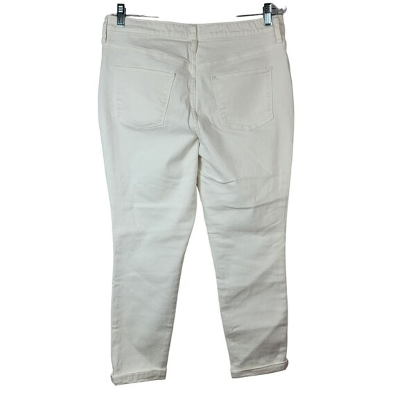 Universal Thread High Rise Jeans White SZ 12 Cuff Zip Button Pockets Skinny Crop - Picture 5 of 8